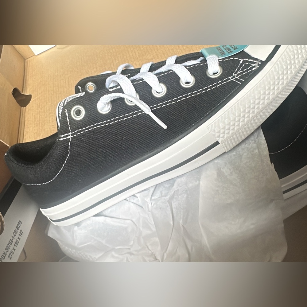 Converse Kids Black Canvas Sneakers with White Accents